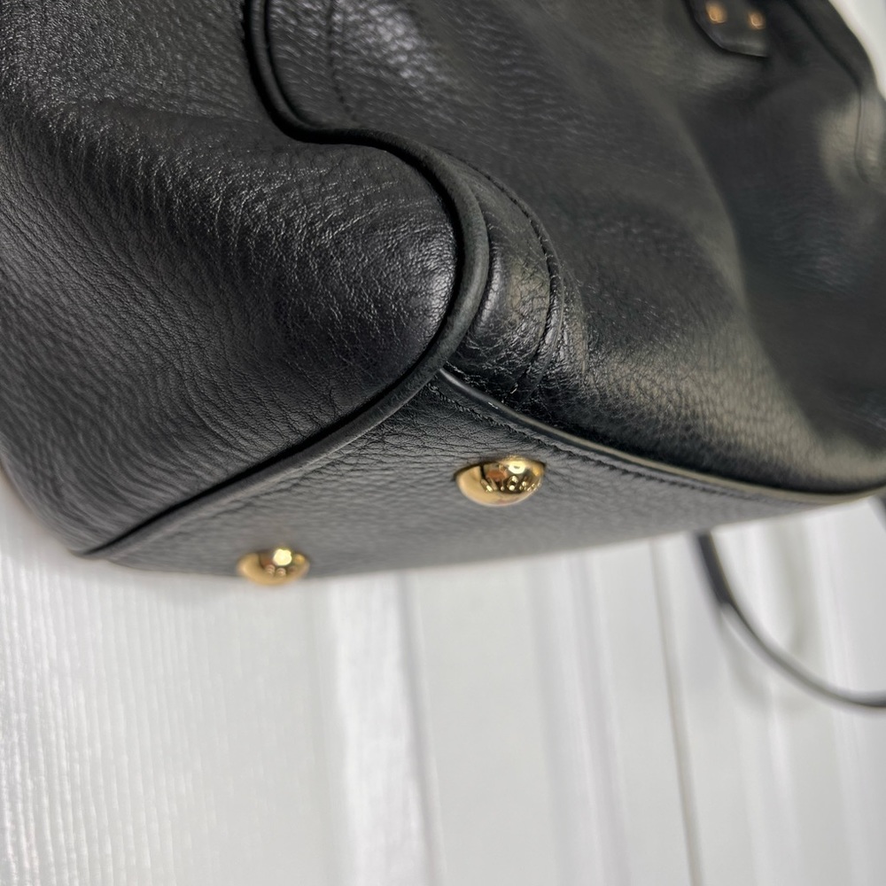 Michael Kors Pebble Leather Black Hudson Satchel Crossbody Bag - Picture 5 of 12